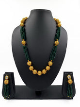 Designer Handcrafted Antique Crystal Beads Necklace Set For Woman | Green Beaded Jewelry Sets